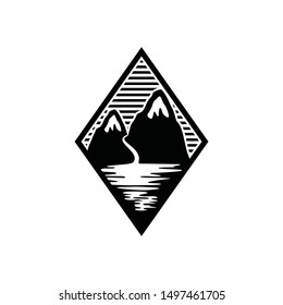 Mountain Logo, outdoor adventure. Vector graphic for t shirt and other uses. Mountain Logo. Flat design logo template.