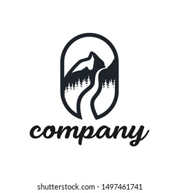 Mountain Logo, outdoor adventure. Vector graphic for t shirt and other uses. Mountain Logo. Flat design logo template.