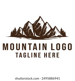 mountain logo. outdoor hiking adventure peak Wild nature travel landscape Vector illustration.