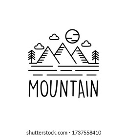 Mountain logo outline design premium