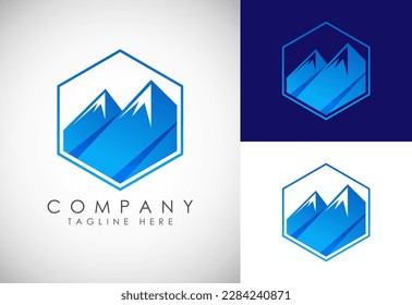 Mountain Logo. Mountain peak summit logo design. Outdoor hiking adventure icon. Vector illustration.