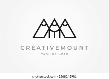 Mountain  logo, mountain with pencil  combination, usable for brand and company logos, logo design template element, vector illustration