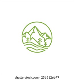 Mountain logo with Pine Tree vector