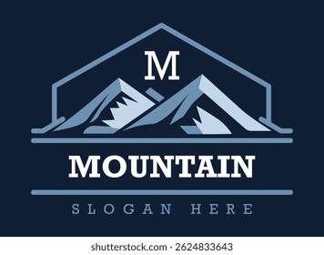 Mountain Logo with Retro Style Design – Circular Vector Badge with Pines and Snowy Peaks for Outdoor Brands, Adventure Logos, and Nature-Themed Businesses