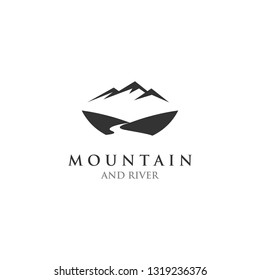 mountain logo with rivers