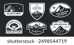 Mountain logo. set collection of vintage adventure badge. Camping emblem logo with mountain illustration in retro hipster style. classic modern style badge for t shirt and sticker artwork