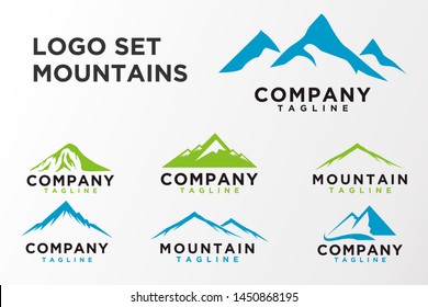 Mountain logo set. Illustration Peak, hill or expedition logo. Simple and minimalist style. Vector eps 10