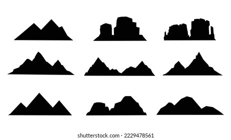 Berglogo auf Silhouette, Vektorgrafik einzeln auf weißem Hintergrund
