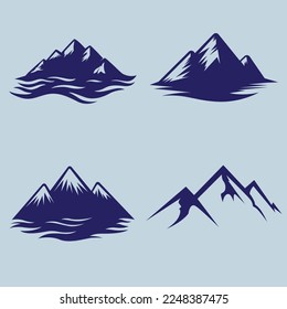 Ilustración vectorial del conjunto de logotipos de montaña