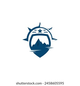 Mountain logo and shield design combination, simple design