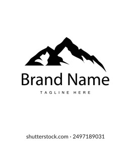 Logotipo de montaña Ilustración simple Silueta Plantilla Diseño de Vector