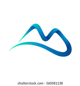 Mountain Logo, simple minimalist hill logotype.