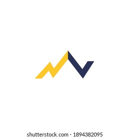 Mountain logo with simple and modern initials of the letter NV 4