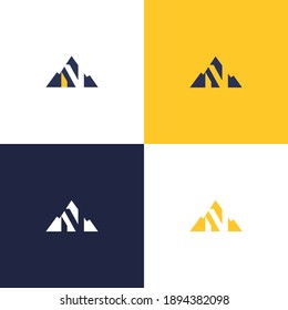 Mountain logo with simple and modern initials of the letter NV 2