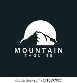 Mountain Logo, Simple Silhouette Design, Nature Landscape Vector Icon, Illustration Template