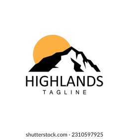 Mountain Logo, Simple Silhouette Design, Nature Landscape Vector Icon, Illustration Template