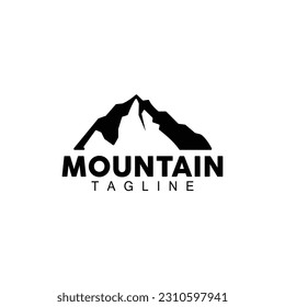 Mountain Logo, Simple Silhouette Design, Nature Landscape Vector Icon, Illustration Template
