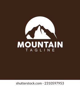 Mountain Logo, Simple Silhouette Design, Nature Landscape Vector Icon, Illustration Template