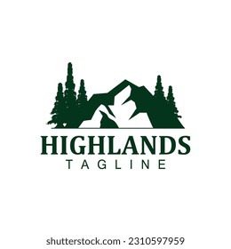 Mountain Logo, Simple Silhouette Design, Nature Landscape Vector Icon, Illustration Template