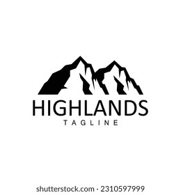 Mountain Logo, Simple Silhouette Design, Nature Landscape Vector Icon, Illustration Template