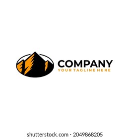 mountain  logo with simple style and orange color