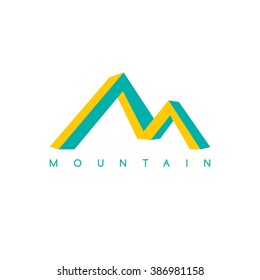 mountain logo - square isometric theme logotype