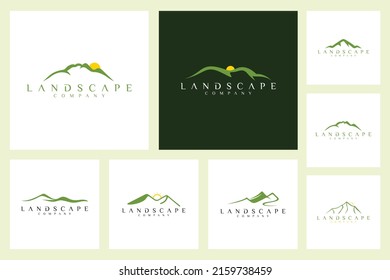 Mountain logo. Stable, farm,Valley,Company, Race logo design. landscape logo collection