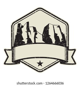 Mountain logo, stamp or symbol design template, vector illustration