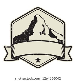 Mountain logo, stamp or symbol design template, vector illustration