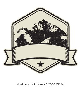 Mountain logo, stamp or symbol design template, vector illustration