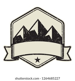 Mountain logo, stamp or symbol design template, vector illustration