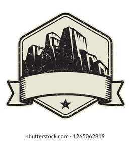 Mountain logo, stamp or symbol design template, vector illustration