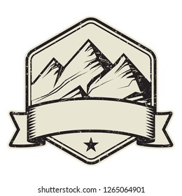 Mountain logo, stamp or symbol design template, vector illustration