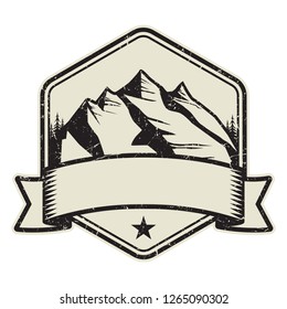 Mountain logo, stamp or symbol design template, vector illustration