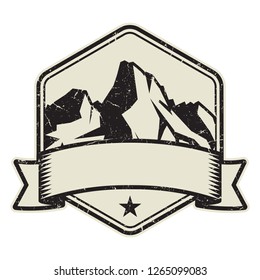 Mountain logo, stamp or symbol design template, vector illustration