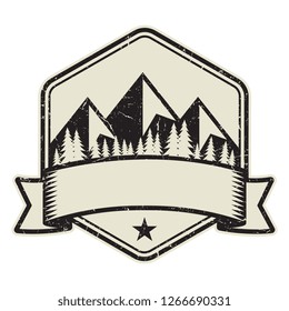 Mountain logo, stamp or symbol design template, vector illustration