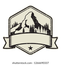 Mountain logo, stamp or symbol design template, vector illustration