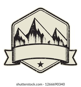 Mountain logo, stamp or symbol design template, vector illustration