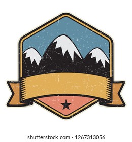 Mountain logo, stamp or symbol design template, vector illustration
