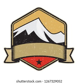 Mountain logo, stamp or symbol design template, vector illustration