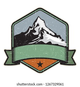 Mountain logo, stamp or symbol design template, vector illustration