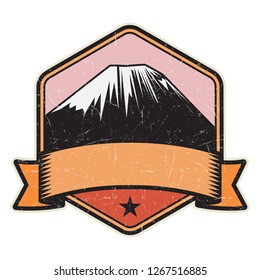 Mountain logo, stamp or symbol design template, vector illustration