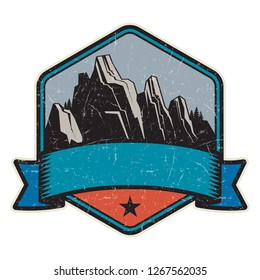 Mountain logo, stamp or symbol design template, vector illustration