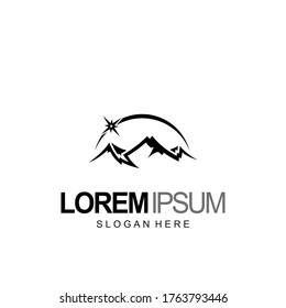 logotipo de montaña con estrella, vector de plantilla de diseño