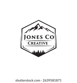 Mountain logo with strong peaks, sun, and natural elements, ideal for outdoor, hiking, or adventure brands. Clean, bold, and symbolizing strength, freedom, and exploration.
