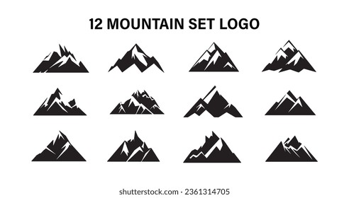 Estilo del logotipo de montaña en color blanco y negro