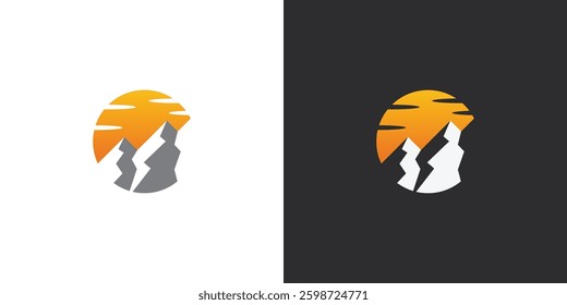 Mountain logo. Suitable for business logo, brand, interview show, podcast, quiz. Flat Vector Logo Design Template Element.
