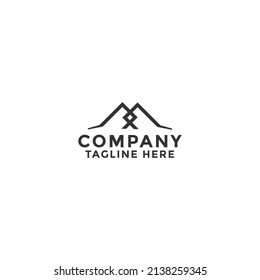 Mountain logo with sun design vector
