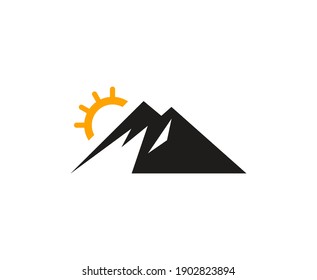 Logo de la montaña símbolo del sol vector 