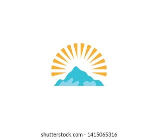Mountain logo sun vector design 